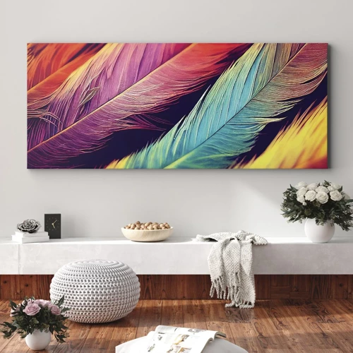 Cuadro sobre lienzo - Impresión de Imagen - Arco iris plumoso - 100x40 cm