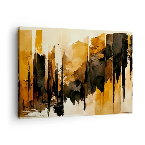 Cuadro sobre lienzo - Impresión de Imagen - Armonía de negro y oro - 70x50 cm