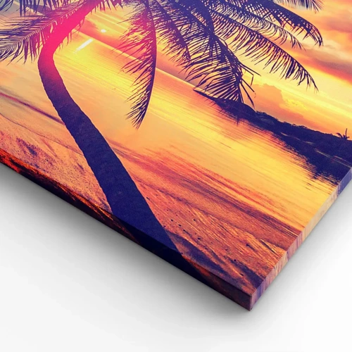 Cuadro sobre lienzo - Impresión de Imagen - Atardecer bajo las palmeras - 70x50 cm