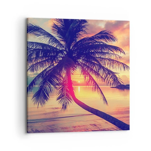 Cuadro sobre lienzo - Impresión de Imagen - Atardecer bajo las palmeras - 70x70 cm