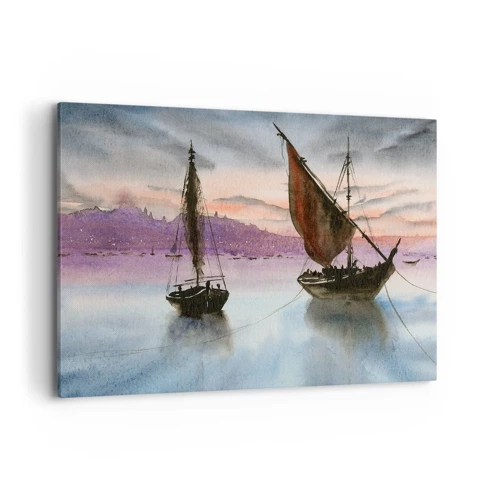 Cuadro sobre lienzo - Impresión de Imagen - Atardecer en el puerto - 100x70 cm