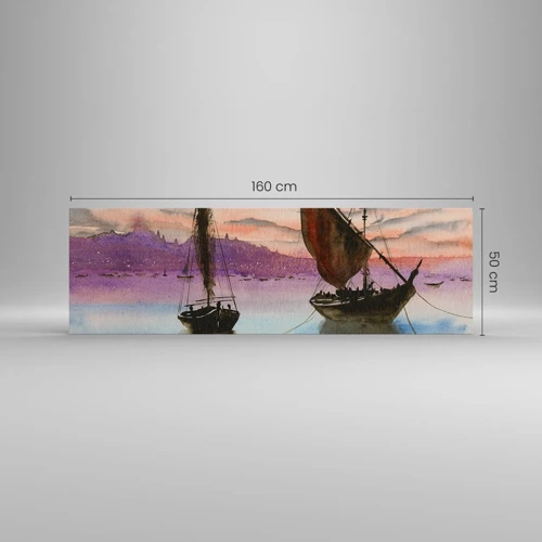 Cuadro sobre lienzo - Impresión de Imagen - Atardecer en el puerto - 160x50 cm
