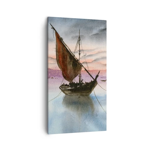 Cuadro sobre lienzo - Impresión de Imagen - Atardecer en el puerto - 45x80 cm