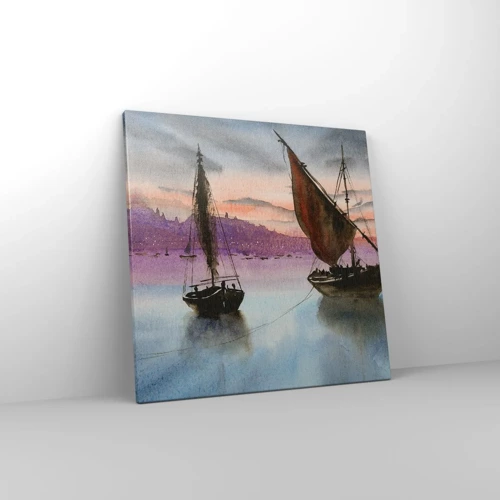 Cuadro sobre lienzo - Impresión de Imagen - Atardecer en el puerto - 50x50 cm