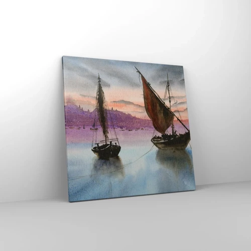 Cuadro sobre lienzo - Impresión de Imagen - Atardecer en el puerto - 60x60 cm