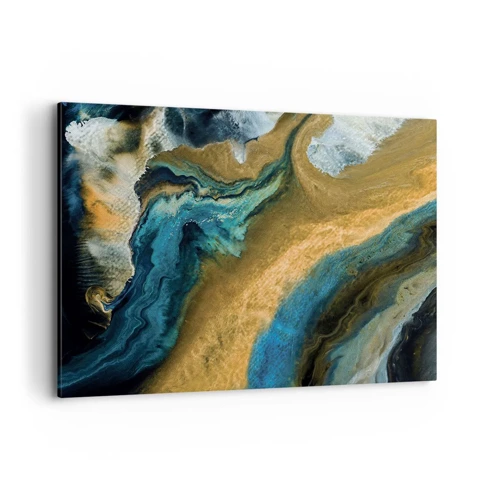 Cuadro sobre lienzo - Impresión de Imagen - Azul - amarillo - influencia mutua - 120x80 cm