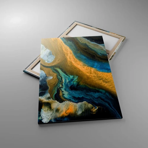 Cuadro sobre lienzo - Impresión de Imagen - Azul - amarillo - influencia mutua - 80x120 cm