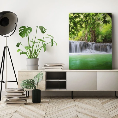 Cuadro sobre lienzo - Impresión de Imagen - Cascada en verde - 50x70 cm