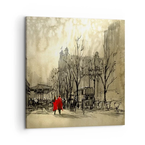 Cuadro sobre lienzo - Impresión de Imagen - Cita en la niebla de Londres  - 50x50 cm