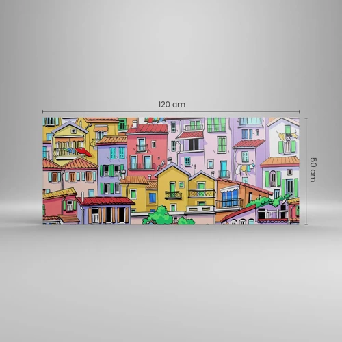 Cuadro sobre lienzo - Impresión de Imagen - Ciudad alegre - 120x50 cm