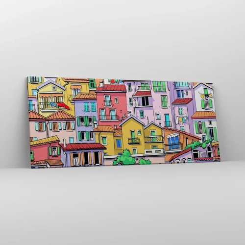 Cuadro sobre lienzo - Impresión de Imagen - Ciudad alegre - 120x50 cm