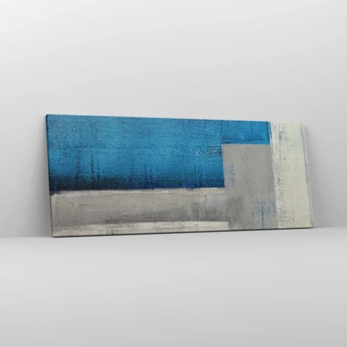 Cuadro sobre lienzo - Impresión de Imagen - Composición poética de gris y azul - 100x40 cm