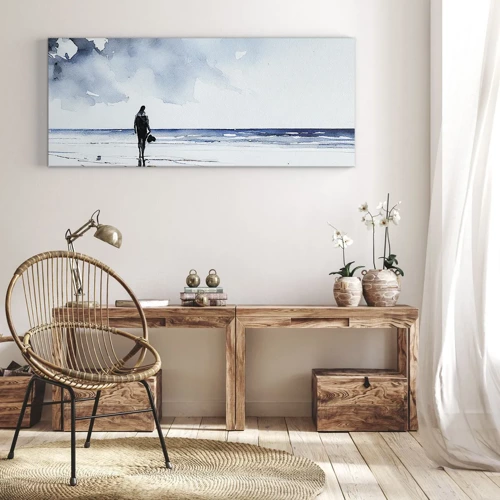 Cuadro sobre lienzo - Impresión de Imagen - Conversación con el mar - 100x40 cm