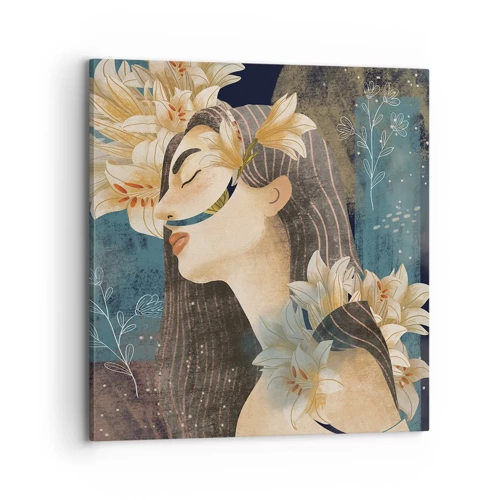 Cuadro sobre lienzo - Impresión de Imagen - Cuento de princesa con lirios - 70x70 cm