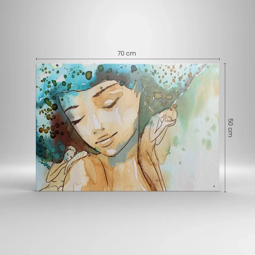 Cuadro sobre lienzo - Impresión de Imagen - Dama de azul - 70x50 cm