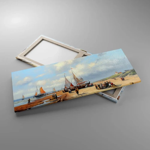 Cuadro sobre lienzo - Impresión de Imagen - Después de una pesca exitosa - 100x40 cm