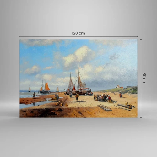 Cuadro sobre lienzo - Impresión de Imagen - Después de una pesca exitosa - 120x80 cm