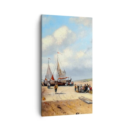 Cuadro sobre lienzo - Impresión de Imagen - Después de una pesca exitosa - 45x80 cm
