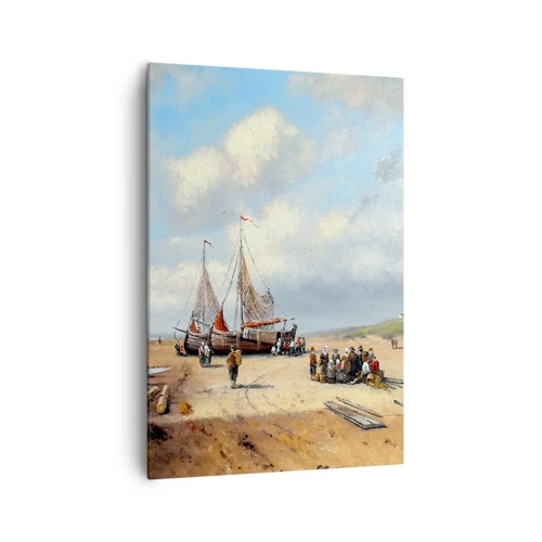 Cuadro sobre lienzo - Impresión de Imagen - Después de una pesca exitosa - 70x100 cm