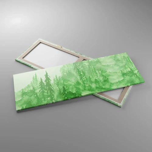 Cuadro sobre lienzo - Impresión de Imagen - Difuminado con niebla verde - 140x50 cm
