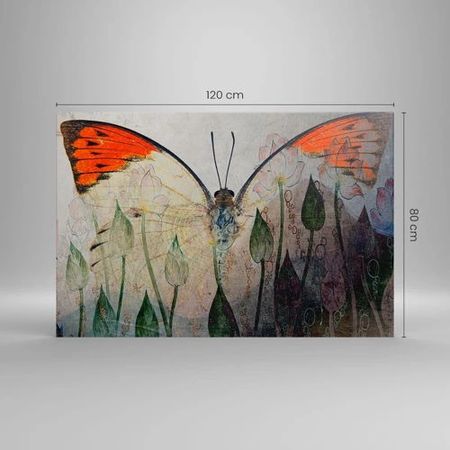 Cuadro sobre lienzo - Impresión de Imagen - Donde la mariposa se mece en la hierba - 120x80 cm