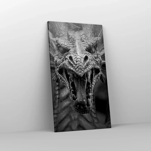 Cuadro sobre lienzo - Impresión de Imagen - Dragón de cuento de hadas en gris - 45x80 cm