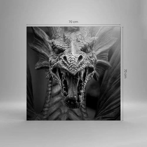 Cuadro sobre lienzo - Impresión de Imagen - Dragón de cuento de hadas en gris - 70x70 cm