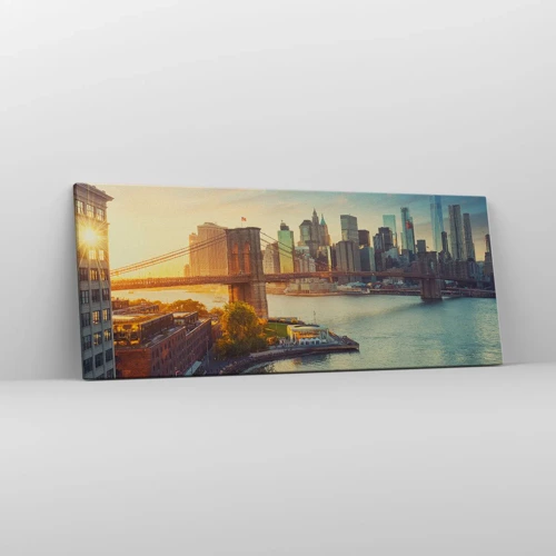 Cuadro sobre lienzo - Impresión de Imagen - El amanecer de la gran ciudad - 100x40 cm