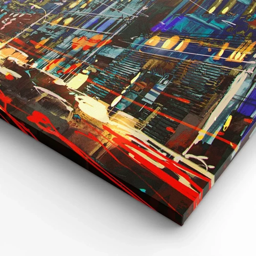 Cuadro sobre lienzo - Impresión de Imagen - El bullicio nocturno de la calle - 50x50 cm