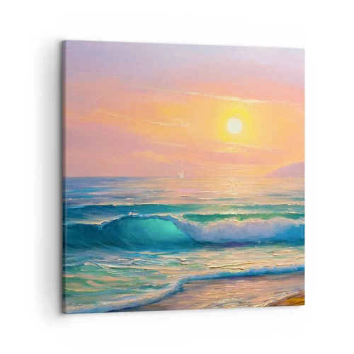 Cuadro sobre lienzo - Impresión de Imagen - El canto turquesa de las olas - 50x50 cm