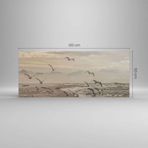 Cuadro sobre lienzo - Impresión de Imagen - El sonido del mar, el canto de los pájaros - 120x50 cm