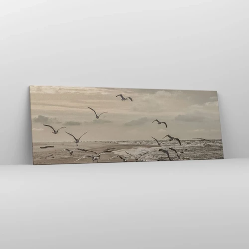 Cuadro sobre lienzo - Impresión de Imagen - El sonido del mar, el canto de los pájaros - 140x50 cm