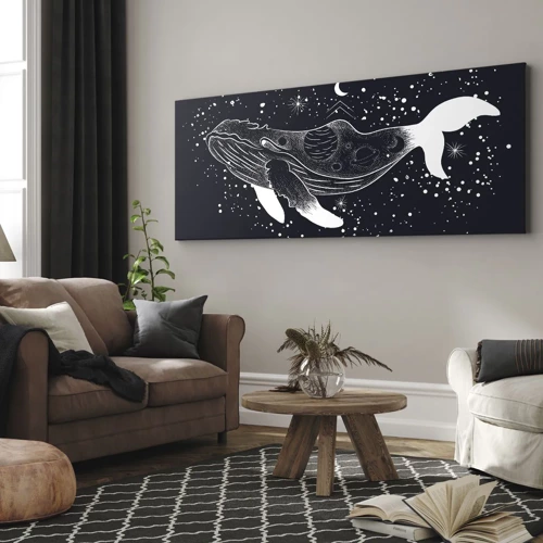 Cuadro sobre lienzo - Impresión de Imagen - En el océano del universo - 100x40 cm