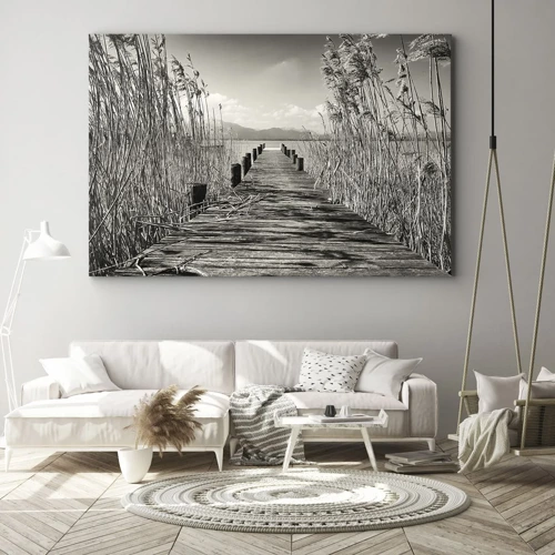 Cuadro sobre lienzo - Impresión de Imagen - En la quietud de los juncos - 70x50 cm