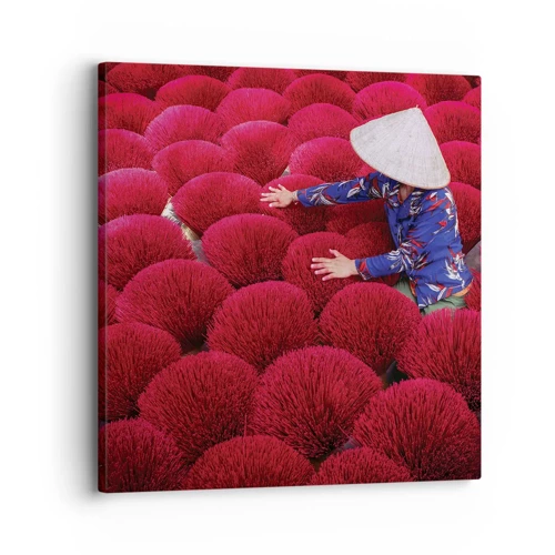 Cuadro sobre lienzo - Impresión de Imagen - En un campo de arroz - 30x30 cm