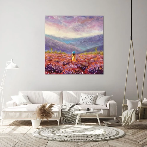 Cuadro sobre lienzo - Impresión de Imagen - En un mundo de lavanda - 60x60 cm