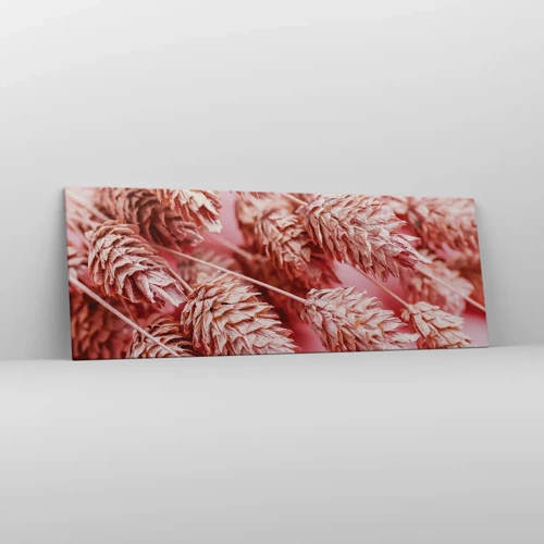 Cuadro sobre lienzo - Impresión de Imagen - Estructura floral en rosa - 140x50 cm