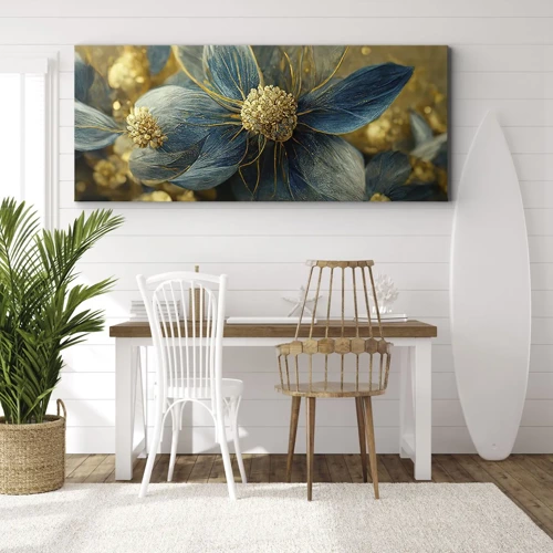 Cuadro sobre lienzo - Impresión de Imagen - Flor de oro - 100x40 cm