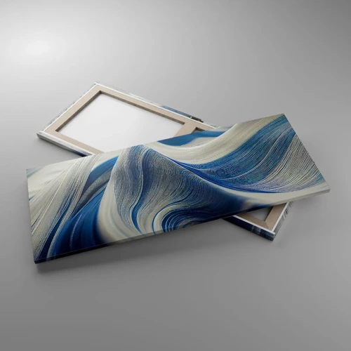 Cuadro sobre lienzo - Impresión de Imagen - Fluidez de azul y blanco - 100x40 cm