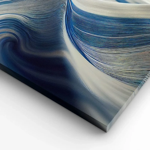 Cuadro sobre lienzo - Impresión de Imagen - Fluidez de azul y blanco - 100x40 cm