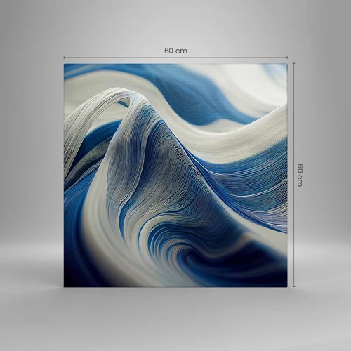 Cuadro sobre lienzo - Impresión de Imagen - Fluidez de azul y blanco - 60x60 cm