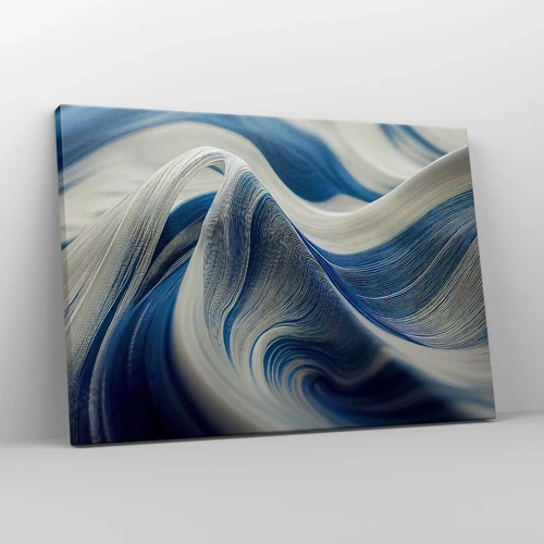 Cuadro sobre lienzo - Impresión de Imagen - Fluidez de azul y blanco - 70x50 cm