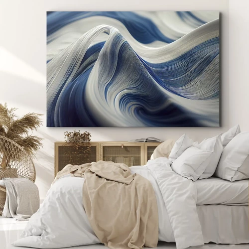 Cuadro sobre lienzo - Impresión de Imagen - Fluidez de azul y blanco - 70x50 cm
