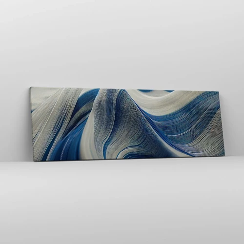 Cuadro sobre lienzo - Impresión de Imagen - Fluidez de azul y blanco - 90x30 cm