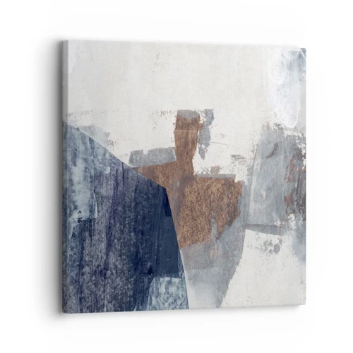 Cuadro sobre lienzo - Impresión de Imagen - Formas azules y marrones - 30x30 cm