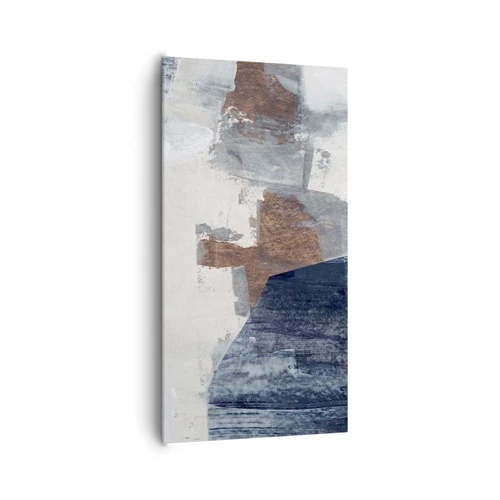 Cuadro sobre lienzo - Impresión de Imagen - Formas azules y marrones - 65x120 cm