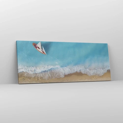 Cuadro sobre lienzo - Impresión de Imagen - Frontera celeste y dorada - 100x40 cm