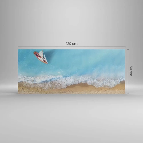 Cuadro sobre lienzo - Impresión de Imagen - Frontera celeste y dorada - 120x50 cm