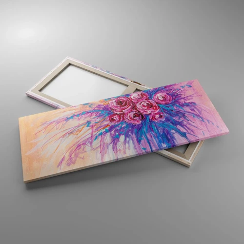 Cuadro sobre lienzo - Impresión de Imagen - Fuente de rosas - 100x40 cm