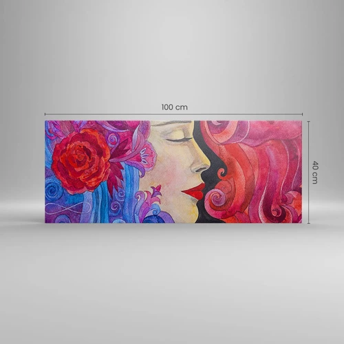 Cuadro sobre lienzo - Impresión de Imagen - Inspiración en rojo y violeta - 100x40 cm